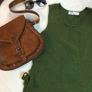 TIME AND TRU Dark Green Semi-Fitted Sweater Tank